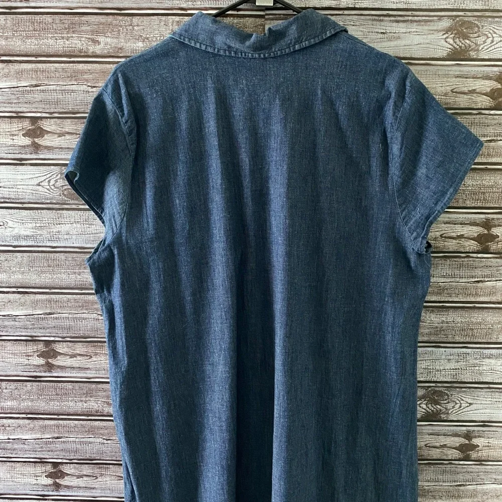 Anne Klein Women's‎ Short-Sleeved Dress Sz 16 Chambray Blue Dark Wash Zipper NWT